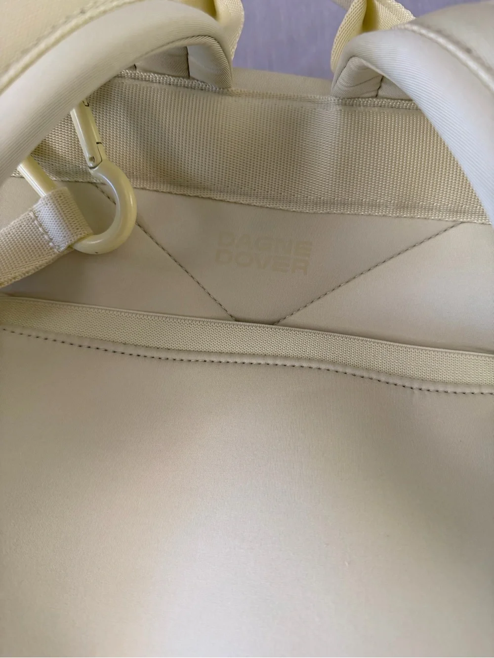 Dagne Dover mint green backpack diaper bag zip opening